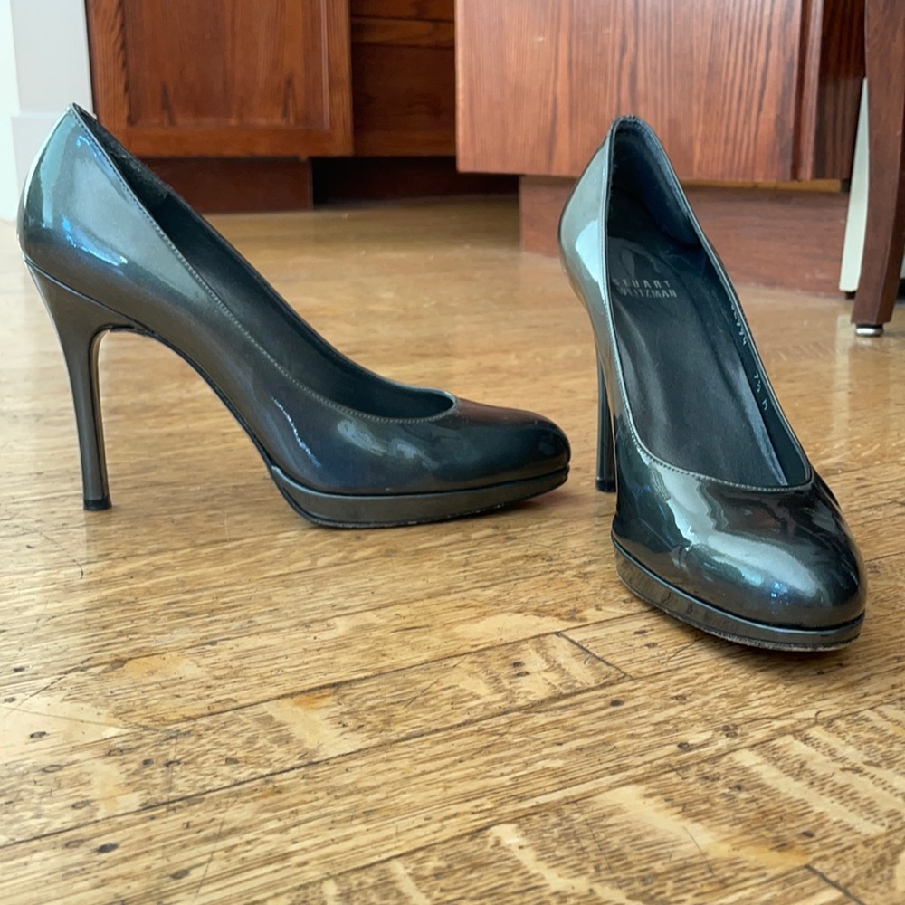 Stuart Weitzman pumps, metallic blueish/gray
